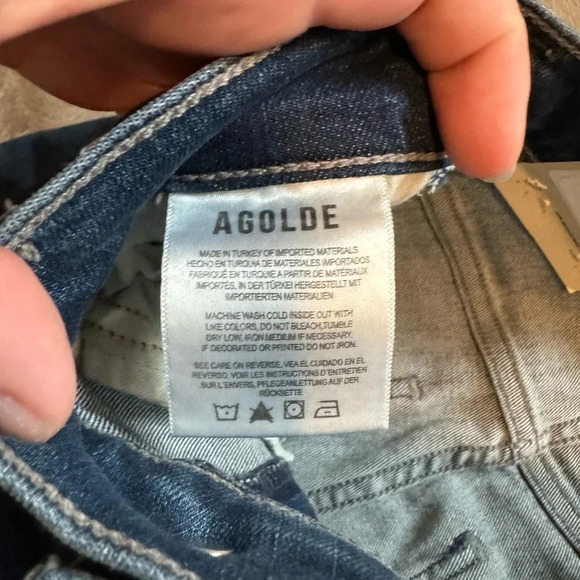 NWT Agolde Sophie Crop Midrise Skinny Women’s 24 2 XS Dark Wash Frayed Hem - Picture 11 of 14